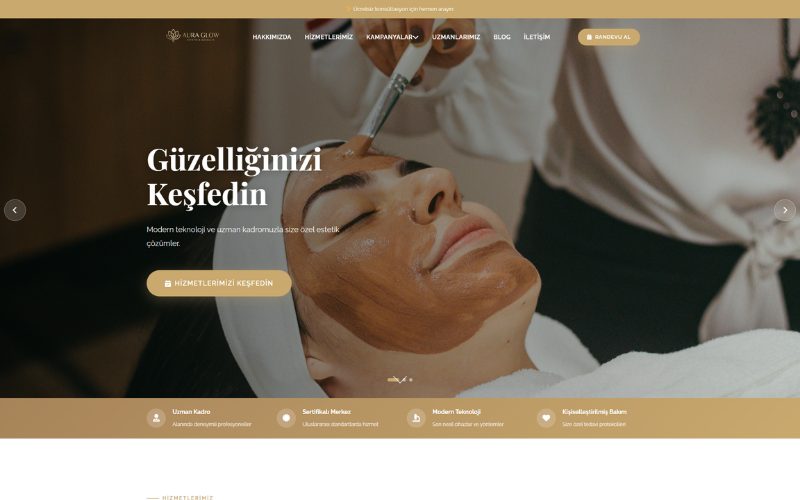 Güzellik Merkezi Web Sitesi Tasarımı örnek ekran