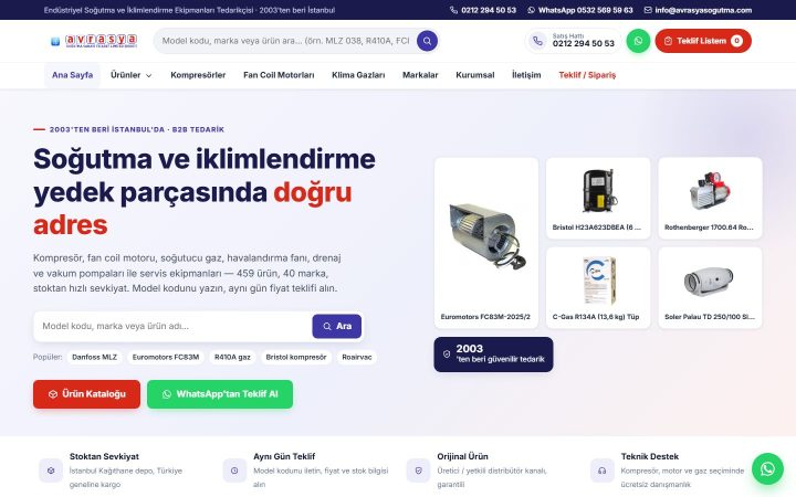 Avrasya Soğutma web sitesi ekran görüntüsü