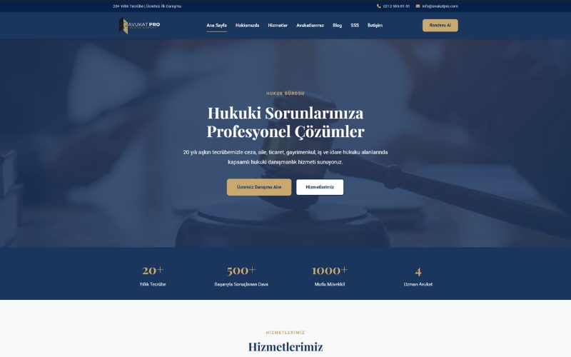 Güven ve Prestij Odaklı Avukat Web Sitesi Tasarımı örnek ekran