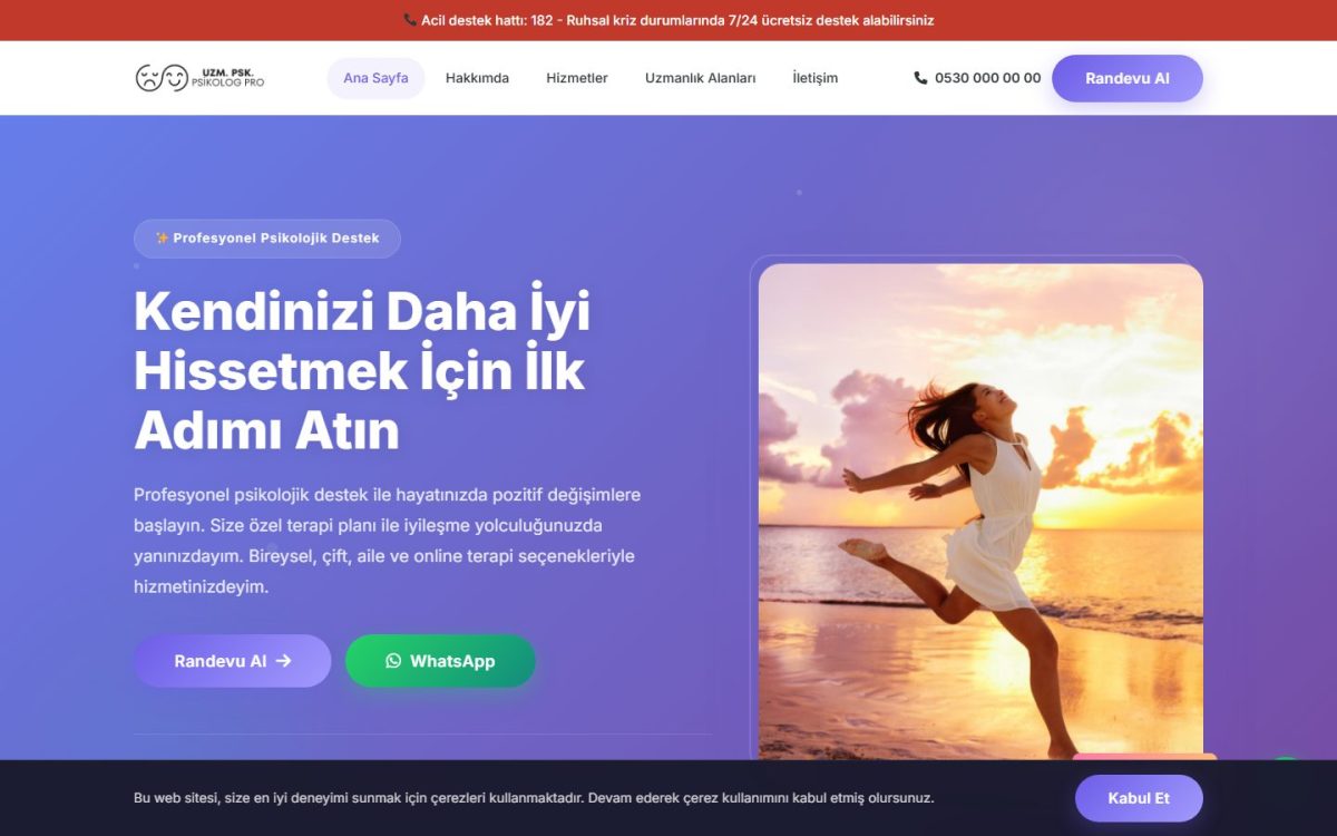 Psikolog Web Sitesi Tasarımı örnek ekran